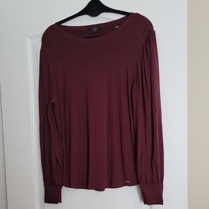 Tahari Deep Burgundy Long Sleeve Top